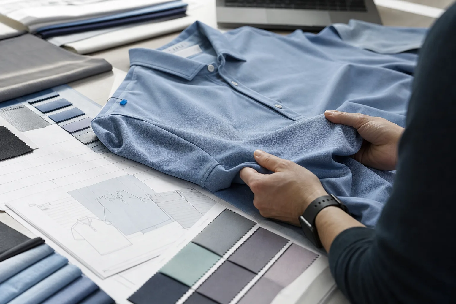 Sample review process for functional finished golf apparel