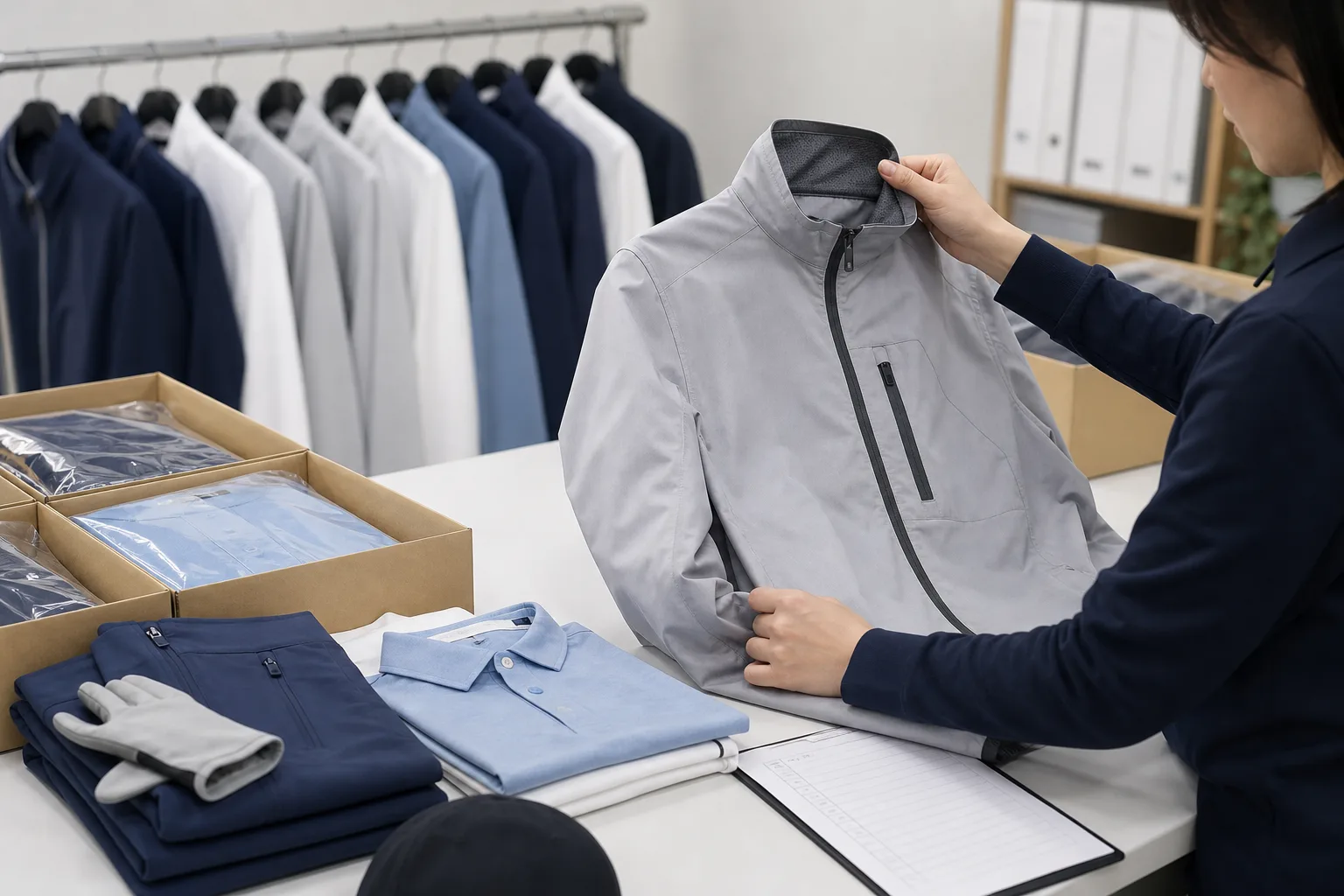 Quality control and packing for golf clothing manufacturing buyers