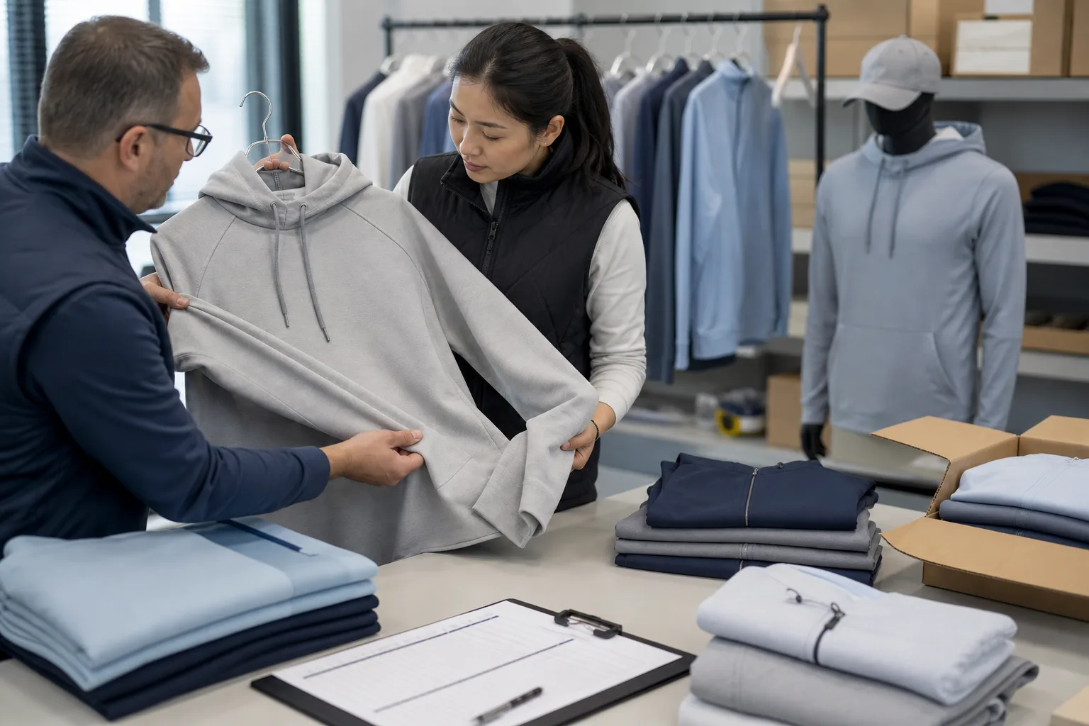 Quality control and packing for golf clothing manufacturing buyers
