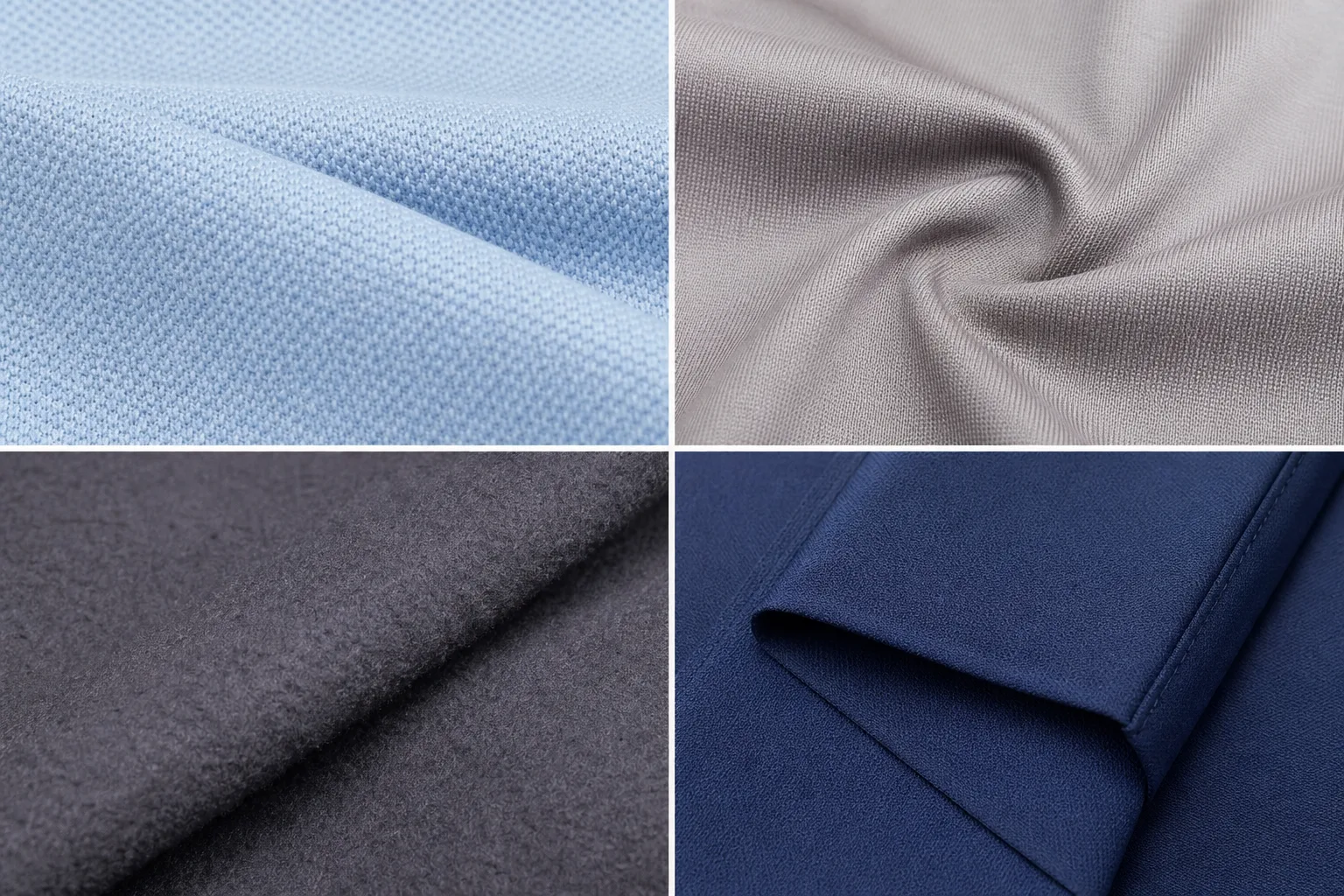 Close-up textures of performance fabrics used for golf clothing