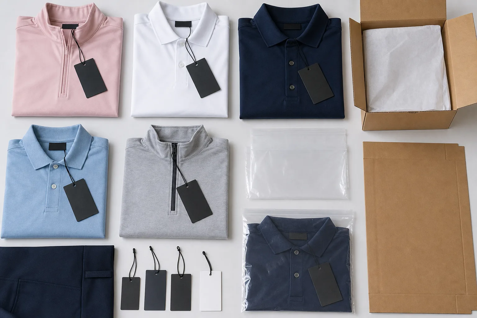 Golf apparel packaging and labeling options for retail delivery