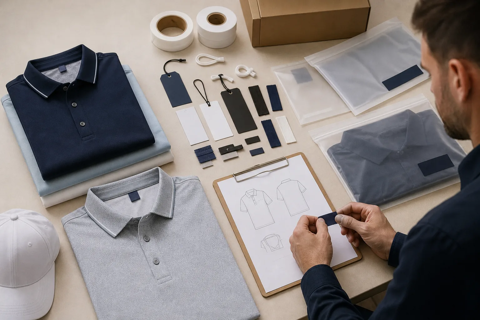 Private label branding preparation for golf clothing manufacturing buyers