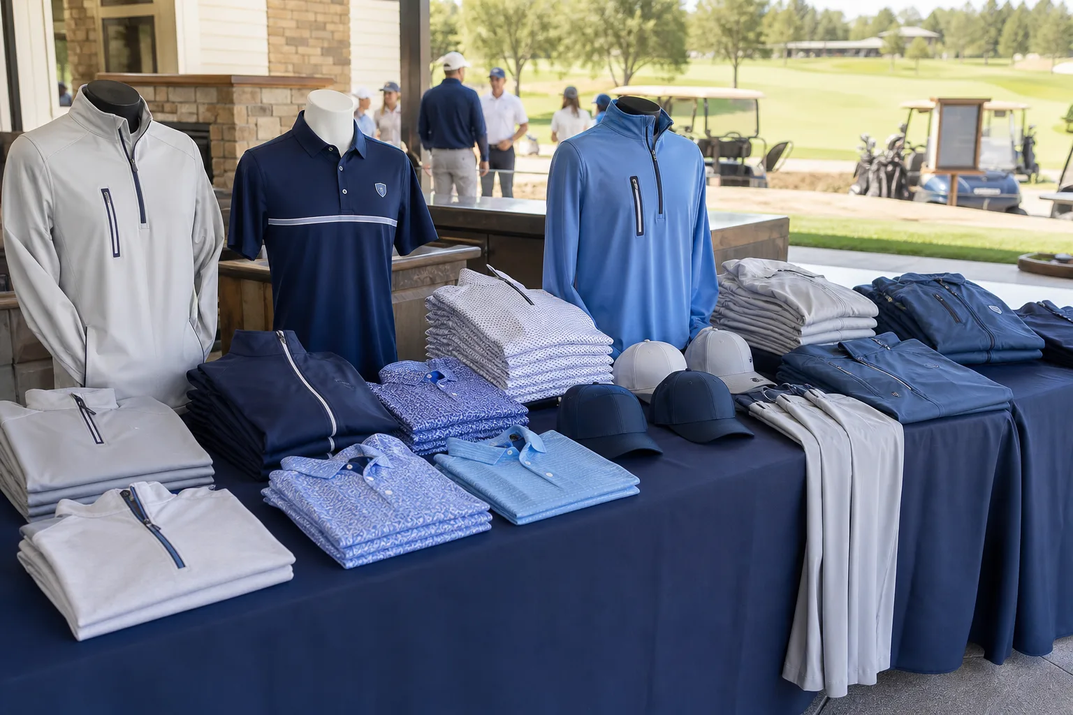Coordinated golf tournament apparel prepared for players staff and volunteers