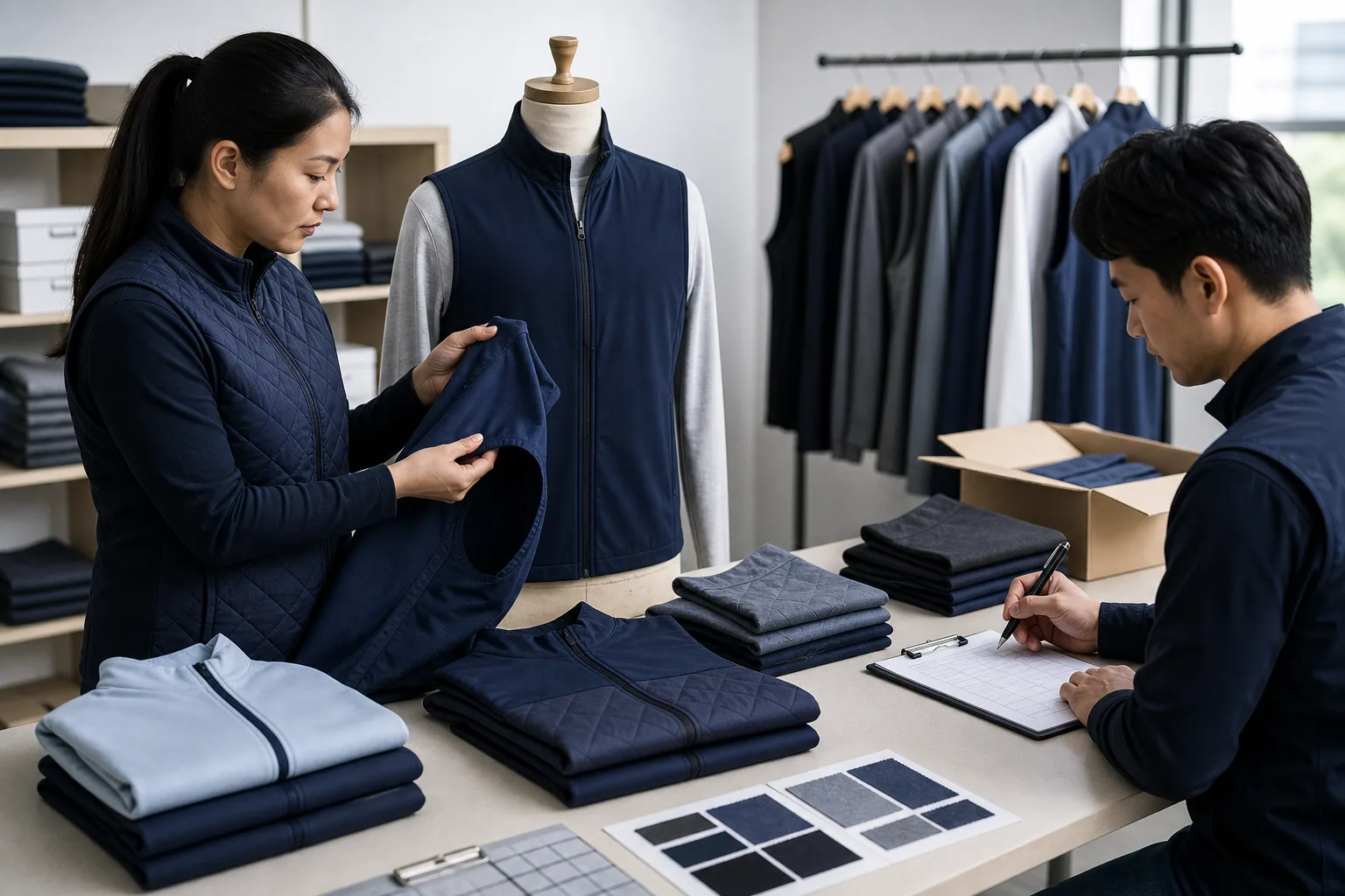 Quality control and packing for golf clothing manufacturing buyers