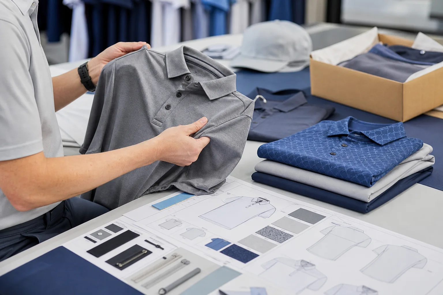 Quality control and packing for golf clothing manufacturing buyers