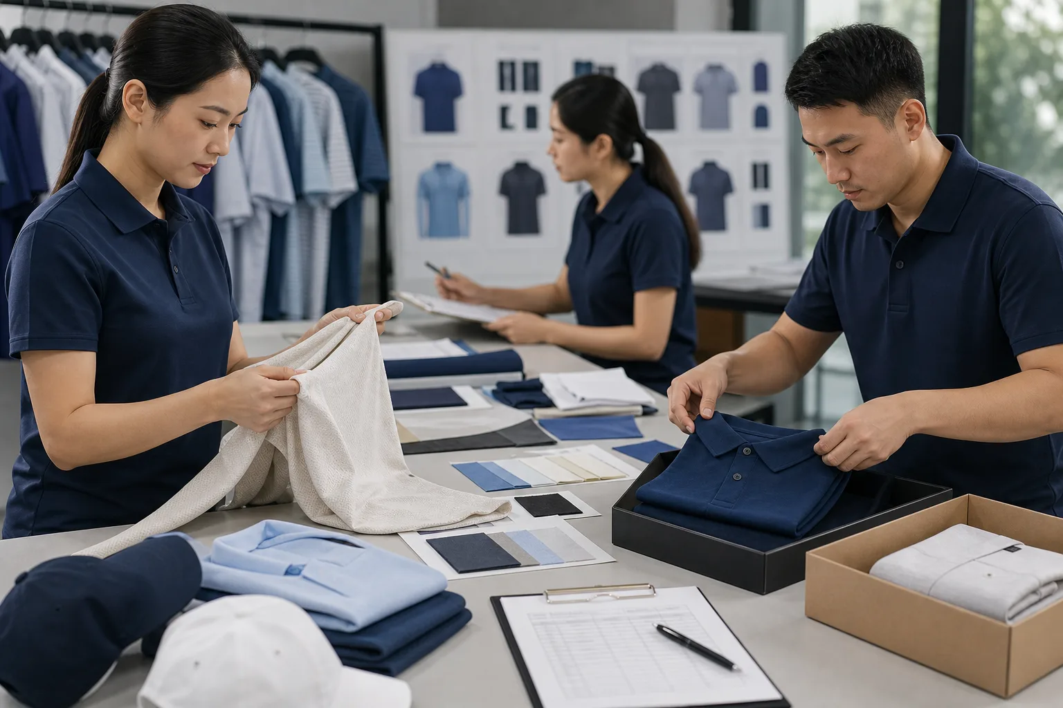 Quality control and packing for golf clothing manufacturing buyers