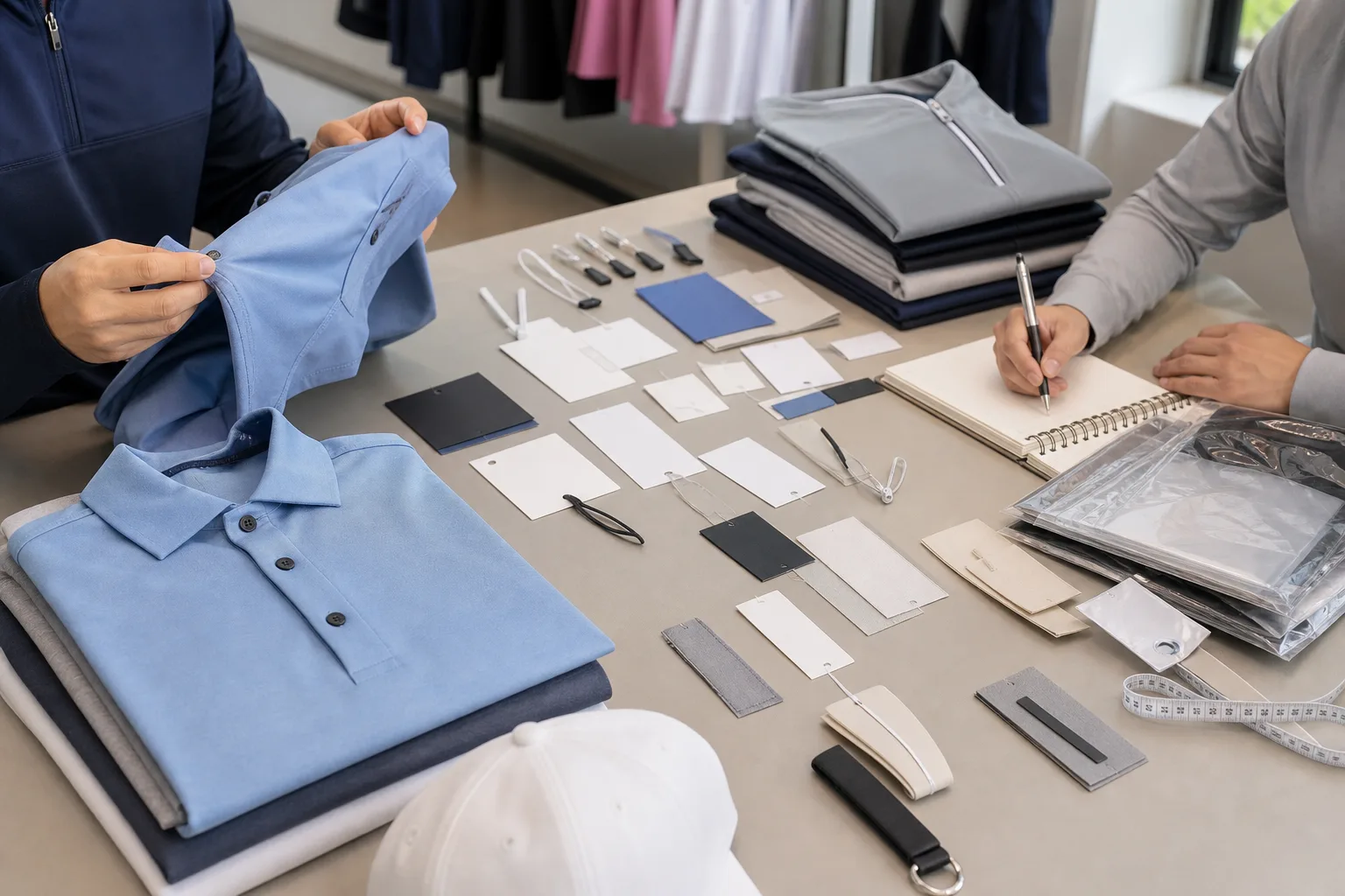 Private label branding preparation for golf clothing manufacturing buyers