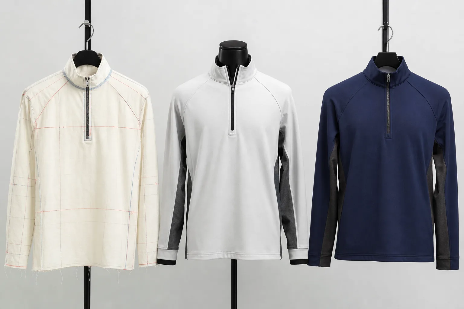 Golf apparel sample stages from development to pre-production